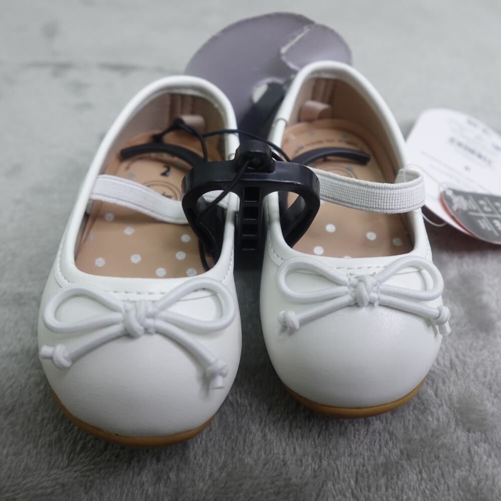 Wonder Nation Toddler Girls Size 3 Bow Ballet Flat Shoes White